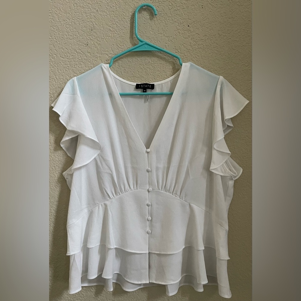 1. State White Flutter Sleeve Top